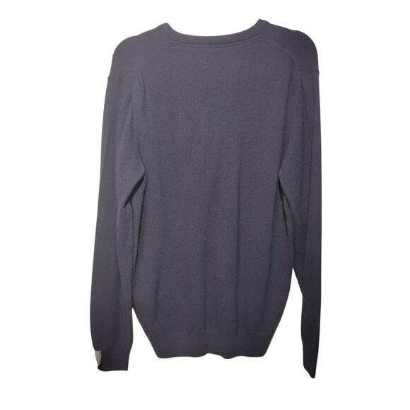 Barbour Men's Sz L Navy Blue Pullover Sweater V Neckline 100% Lambswool - Picture 8 of 8